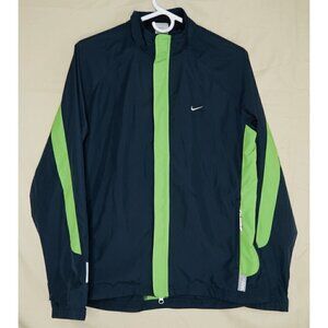 Vintage Y2K Nike MMIV Windbreaker Jacket Full Zip Navy Blue Green Women's Medium